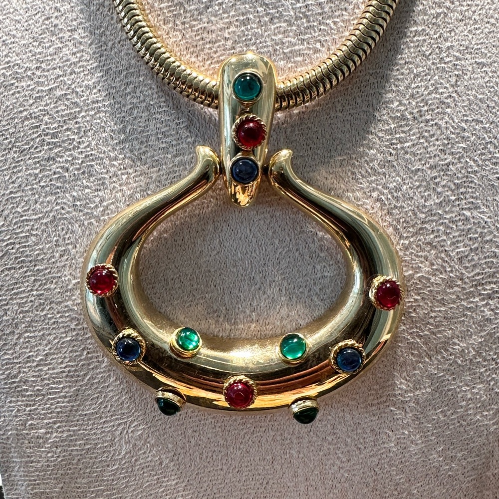 🔥🔥🔥🔥Rare Vintage Gripoix Mogul Red Green Blue Cabochon set - Picture 5 of 7